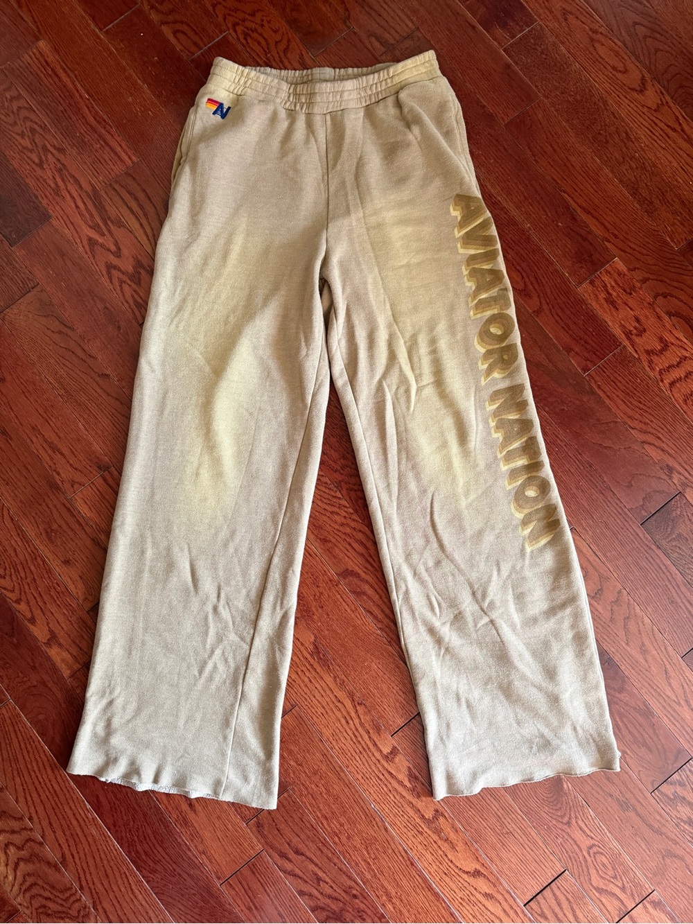 Aviator Nation Tan Label Sweatpants with Yellow Accent